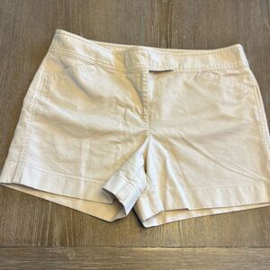 Ann Taylor Women's Light Beige Classic High Waist Khaki Shorts, Size 10